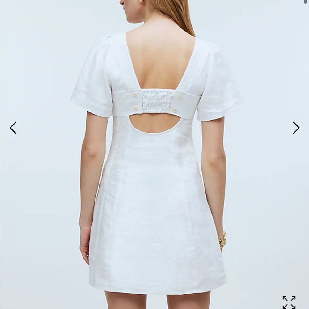 Madewell Square-Neck Mini Dress in 100% Linen Womens Size 6 White - Picture 6 of 12